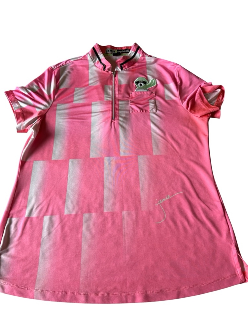 Jamie Sadock Pink Block-Print Zip Blouse